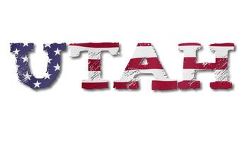 Utah Text with USA Flag Waving Inside. Seamless Loop Animation on Transparent Background. video