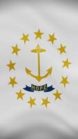 Rhode Island State Waving Flag in Vertical Orientation. Realistic Flag Animation. Seamless Loop Background. video