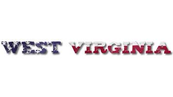 West Virginia Text with USA Flag Waving Inside. Seamless Loop Animation on Transparent Background. video