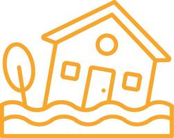 Flooded House Line Icon vector