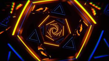 Blue and Orange Flashing Triangle Mirror Tunnel Background VJ Loop in 4K video