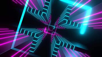 Pink and Cyan Neon Squares Cyberspace Background VJ Loop in 4K video