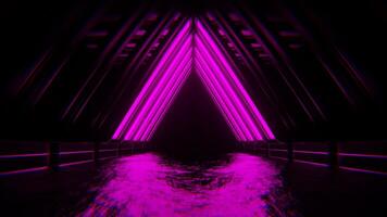 Pink and Green Neon Moving Triangular Arch Tunnel Background VJ Loop in 4K video