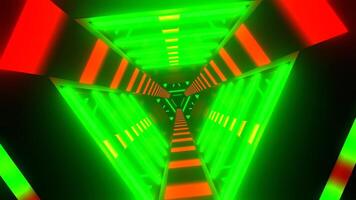 Green and Red Neon Cyber Triangular Sci-Fi Tunnel Background VJ Loop in 4K video