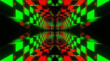 Green and Red Neon Checkerboard on Spikes Background VJ Loop in 4K video