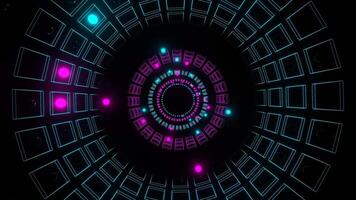 Pink and Cyan Strobe in Neon Square Elements Tunnel Background VJ Loop in 4K video