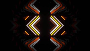 Orange and White Neon Light Elements Mirror Tunnel Background VJ Loop in 4K video