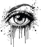 Detailed Eye Illustration with Ink Splash Art Effect and Unique Style vector
