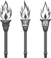 Vintage Torch Illustrations with Flame Design for Unique Art Projects vector