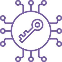 Key Encryption Line Icon vector