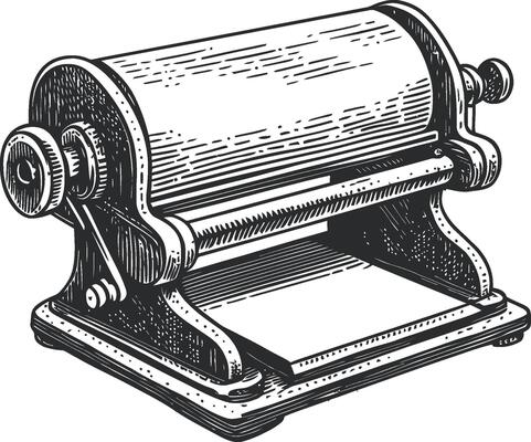 Vintage Printing Press Illustration for Art and Design Projects