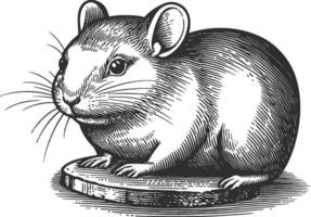 Detailed Illustration of a Chubby Mouse in Classic Artistic Style vector