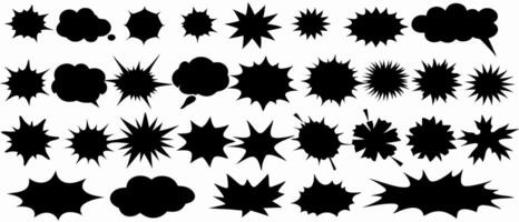 Large Collection of Black Speech Bubbles and Starburst Shapes vector