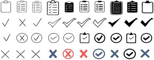 Checklist Icons Checkmarks, X Marks, and To Do Lists Graphics vector