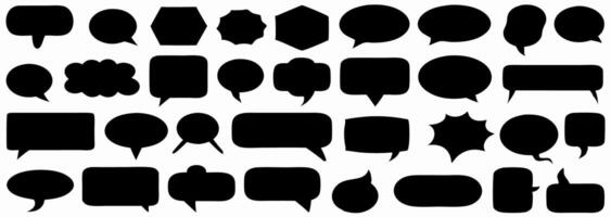 Collection of Black Speech Bubbles, Dialog Boxes, and Text Balloons vector