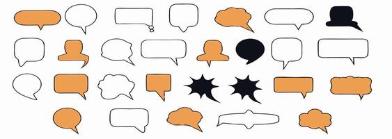 Collection of Speech Bubbles Orange and White Dialogue Boxes vector