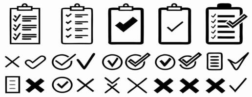 Checklist Icons Checkmarks, Crosses, To Do Lists, Graphics vector