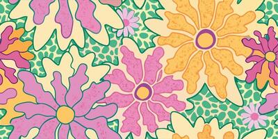 Retro 70s Flower Power Pattern Background vector