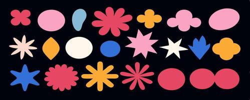 Collection of Colorful Abstract Shapes Flowers, Stars, and Geometric Forms vector