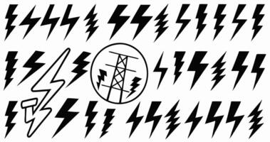 Lightning Bolt Pattern Electricity Power Icons Background vector