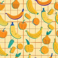 Vibrant Fruit Pattern Bananas, Apples, and More vector