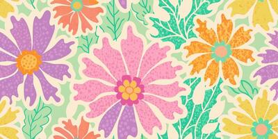 Pastel Floral Pattern Seamless Repeat Background vector