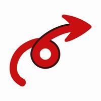 Red Curved Arrow Icon Progress, Cycle, Direction vector