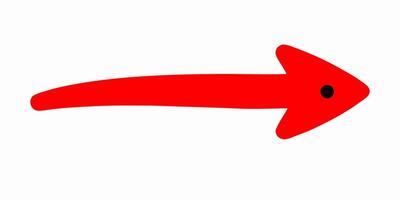 Hand drawn Red Arrow pointing Right, Simple Graphic vector