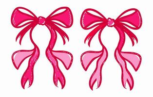 Two Pink Watercolor Style Bows, Gift Wrapping Design Element vector