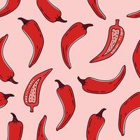 Red Chili Peppers Seamless Pattern Background vector