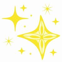 Yellow Sparkling Stars Design Element vector