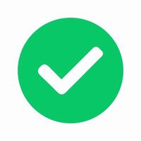 Green Circle Check Mark Icon Approval, Yes, Correct vector