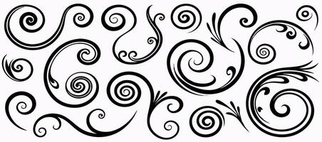 Collection of Black Swirl and Scroll Design Elements vector
