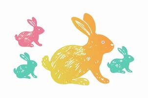 Cute Easter Bunnies Family Illustration Pastel Colors vector