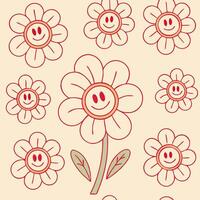 Happy Flower Pattern Background Smiling Flowers vector