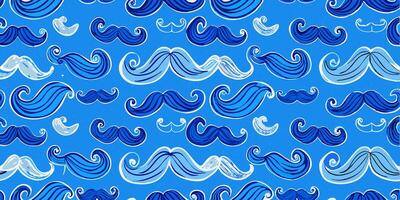 Blue Mustache Pattern Background Seamless Texture vector