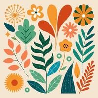 Abstract Floral Design Element Collection Bold Colors, Modern Style vector