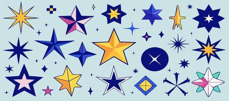 Collection of Colorful Star Icons Graphic Design Elements vector