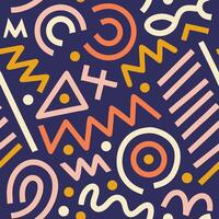 Abstract Geometric Pattern, Seamless Texture, Retro 80s Style vector