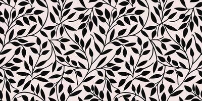 Black and Pink Floral Leaf Pattern Seamless Repeat vector
