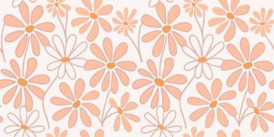 Peach Daisy Flower Pattern Background Image vector
