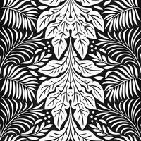 Black and White Tropical Leaf Pattern Seamless Design vector