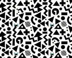 Abstract Geometric Seamless Pattern Black and White Triangles, Circles, Squares vector
