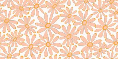 Peach Daisy Flower Pattern Seamless Design Background vector