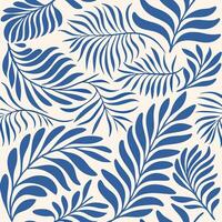 Blue Tropical Leaf Pattern Background Seamless Design vector
