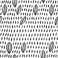 Abstract Black and White Seamless Pattern Dots and Leaves vector