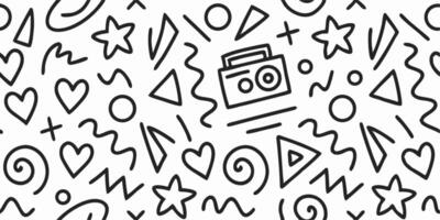 90s Retro Boombox with Geometric Shapes Pattern vector