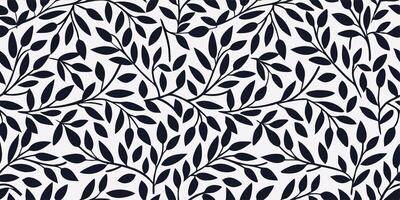 Seamless Dark Leaf Pattern on White Background vector