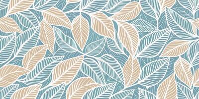 Seamless Teal and Beige Leaf Pattern Background vector