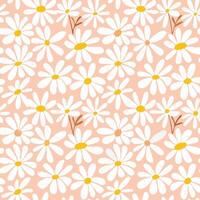 Peach Background Daisy Flower Seamless Pattern vector